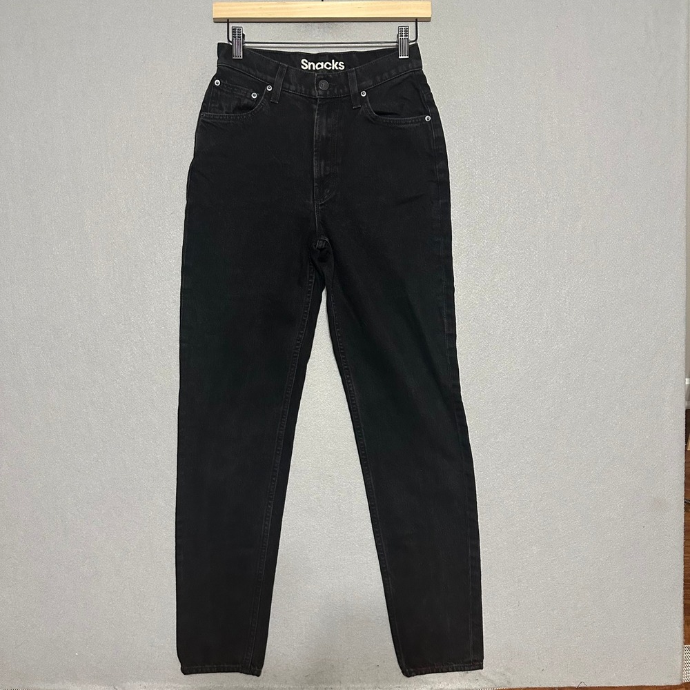 Mother Denim Snacks High Waisted Straight Leg Jeans Black Size 25 Made in USA